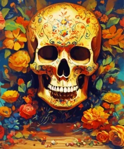 Flowers Skull Diamond Painting