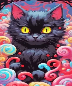 Fluffy Black Cat Art Diamond Painting