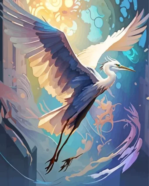 Flying Heron Diamond Painting