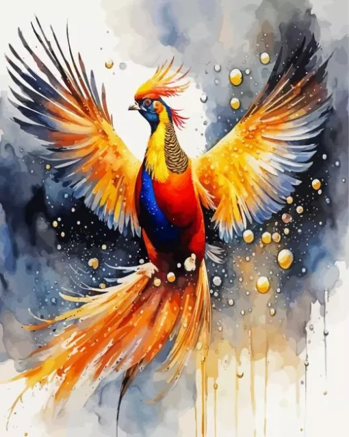 Flying Pheasant Splash Diamond Painting