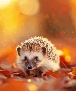 Hedgehog With Leaves Diamond Painting