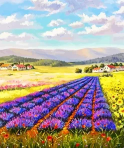 Lavenders And Sunflowers Diamond Painting
