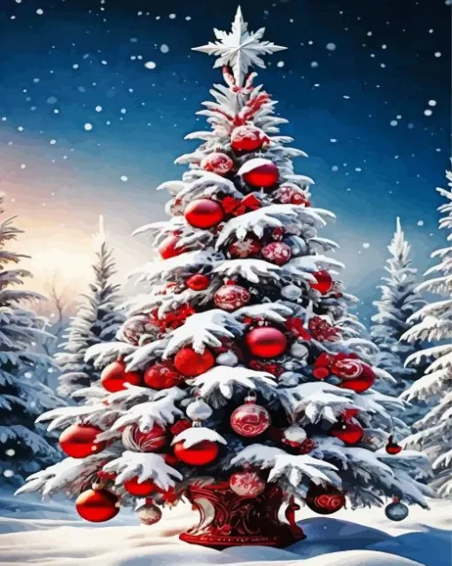 Christmas Snow Tree Diamond Painting