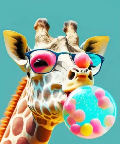 Giraffe Blowing Bubble Diamond Painting