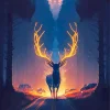 Glowing Buck Antlers Diamond Painting