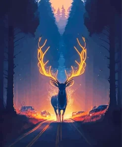 Glowing Buck Antlers Diamond Painting