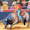 Illustration Bull Rider Diamond Painting