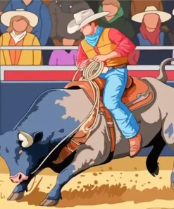 Illustration Bull Rider Diamond Painting