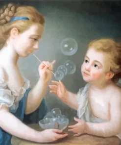Mother And Son Blowing Bubbles Diamond Painting