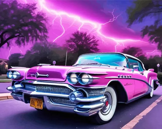 Pink buick riviera Diamond By Numbers Pink Buick Riviera Diamond Painting