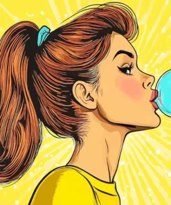 Pop Art Girl Blue Bubble Gum Diamond Painting