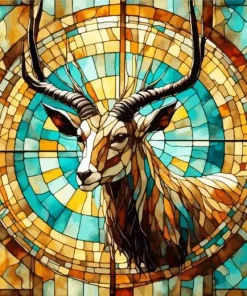 Stained Glass Oryx Bull Diamond Painting