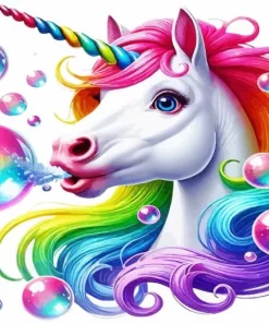 Unicorn Blowing Bubbles Diamond Painting