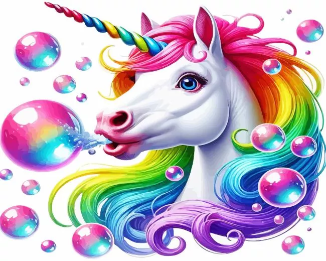 Unicorn Blowing Bubbles Diamond Paintings Unicorn Blowing Bubbles Diamond Painting