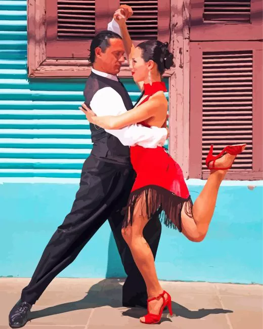 buenos aires tango dancers Diamond With Numbers Buenos Aires Tango Dancers Diamond Painting