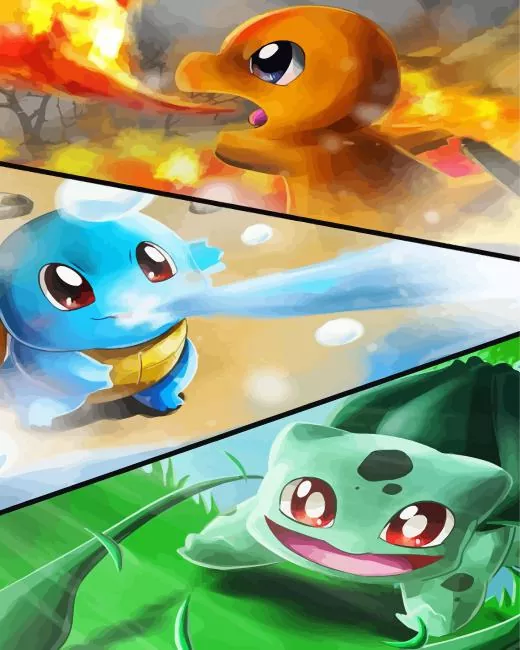 bulbasaur with charmander Dimaond With Numbers Bulbasaur With Charmander Diamond Painting