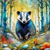 Forest Badger Animal Art Diamond Painting