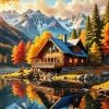 Forest Log Cabin Diamond Painting