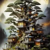 Forest Mystical Tree House Diamond Painting