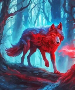 Forest With Wolf Diamond Painting