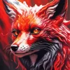 Fox Black And Red Art Diamond Painting