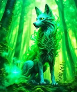 Fox Green Diamond Painting
