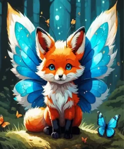 Fox With Butterfly Wings Diamond Painting