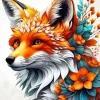 Fox With Flowers Art Diamond Painting