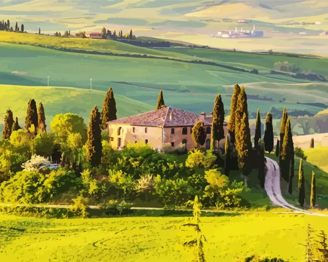 italian villa Diamond With Numbers Italian Villa Diamond Painting