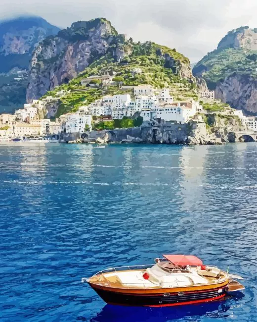 italian wooden boat Diamond With Numbers Italian Wooden Boat Diamond Painting