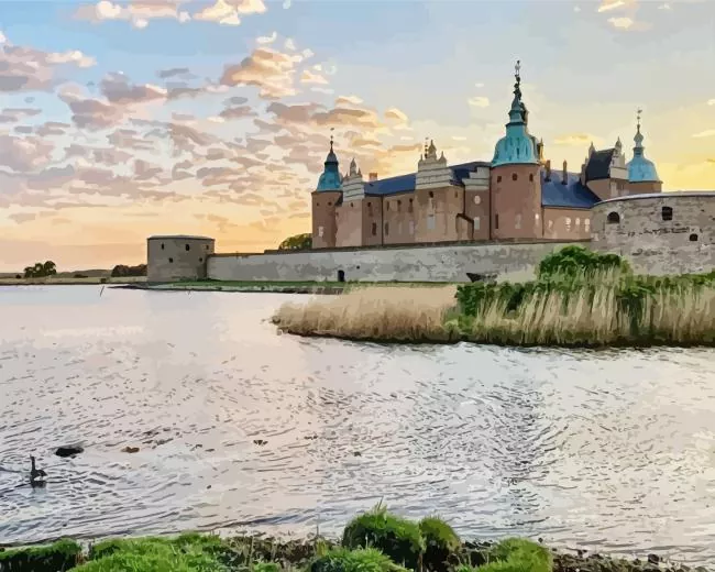 kalmar castle Dimaond With Numbers Kalmar Castle Diamond Painting