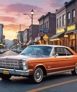 Orange Ford Galaxie Diamond Painting