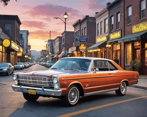 Orange Ford Galaxie Diamond Painting
