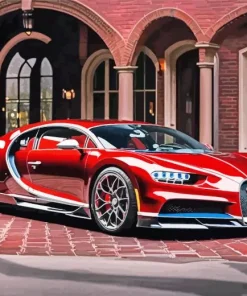 Red Bugatti Car Diamond Painting