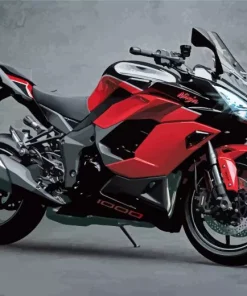 Red Kawasaki Motorcycle Diamond Painting
