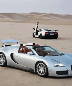 Silver Bugatti Veyron Car Diamond Painting