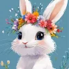 White Bunny With Flower Crown Diamond Painting