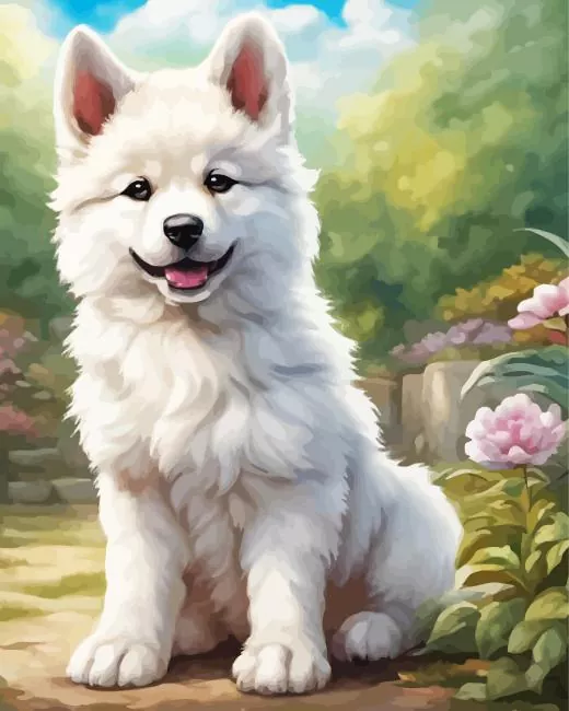 white german shepherd Diamond By Numbers White German Shepherd Diamond Painting