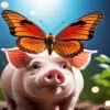 Butterfly And Pig Diamond Painting