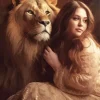 Young Girl Hugging Lion Diamond Painting