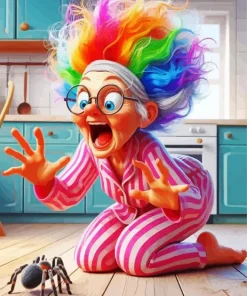 Old Lady And Spider Diamond Painting