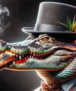 Caiman Smoking Diamond Painting