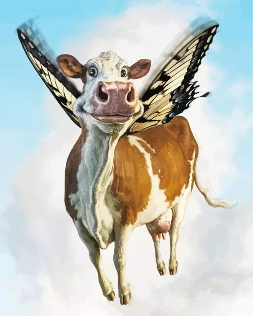 Flying Butterfly Cow Diamond Paints Flying Butterfly Cow Diamond Painting