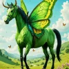 Green Butterfly Horse Diamond Painting