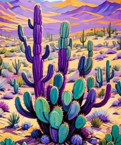 Purple Cactus Diamond Painting