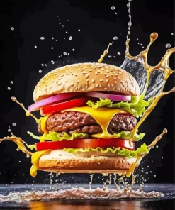 Water Splash Burger Diamond Painting