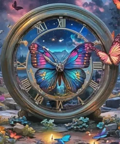 Butterfly Clock Diamond Painting