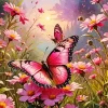 Butterfly On Pink Flower Diamond Painting
