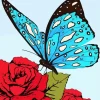 Butterfly On Red Flower Diamond Painting
