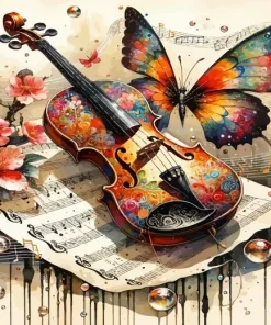 Butterfly Violin Diamond Painting